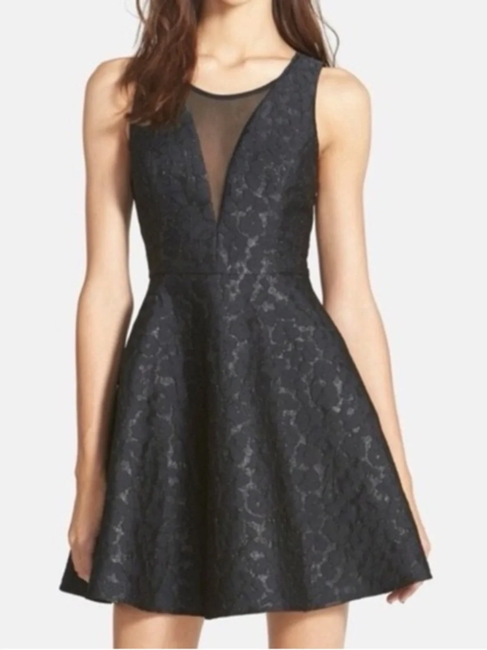 ASTR The Label Black Textured Mesh Fit & Flare Dress Size Small LBD - Picture 1 of 11